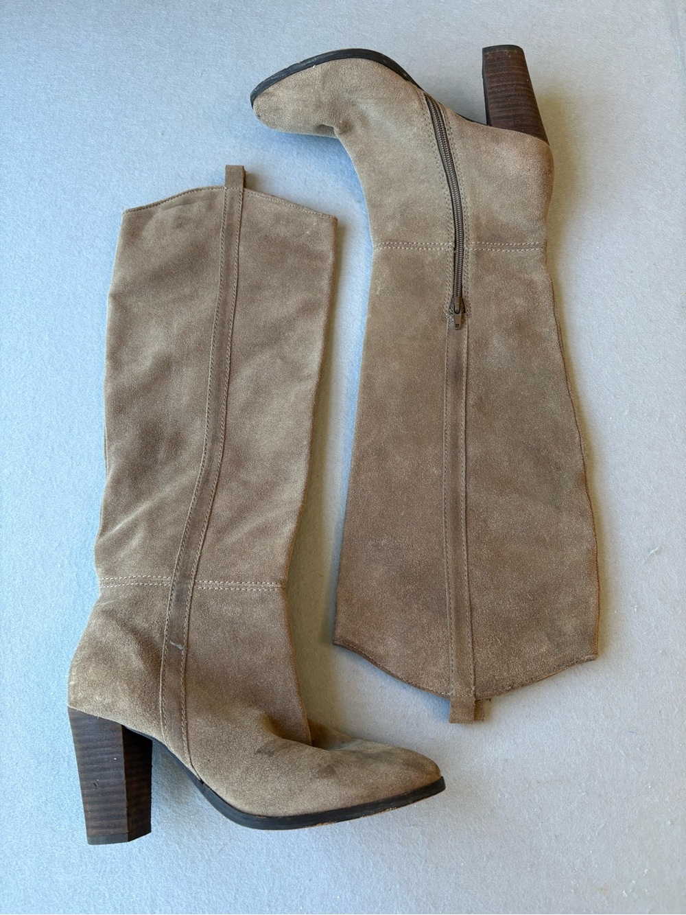 Dolce Vita Tan Myste Suede Knee-High Block 3” Heel Boots Sz 9 - Picture 6 of 13